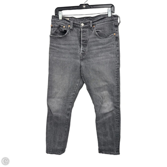Jeans Straight By Levis In Black Denim, Size: 12