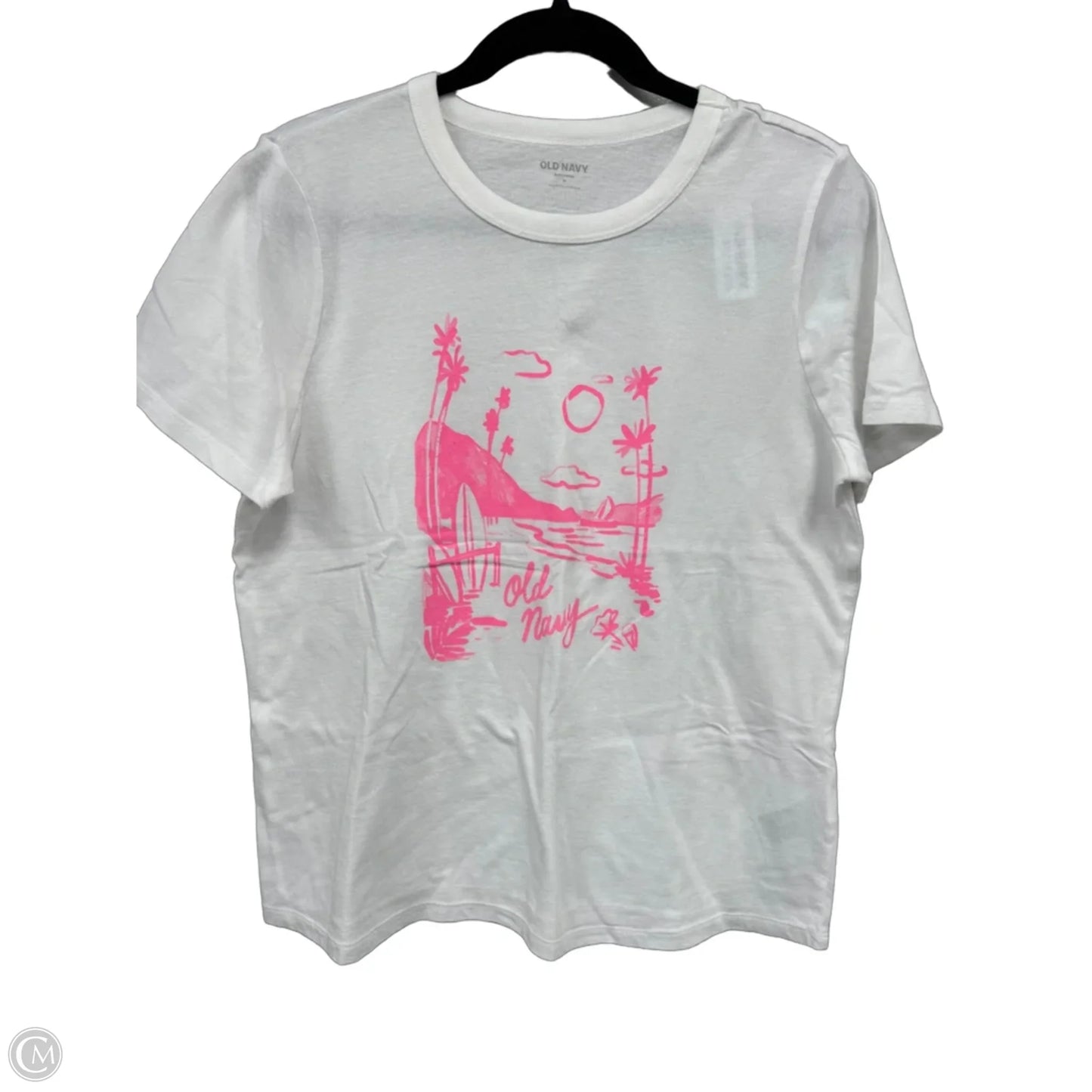 Top Short Sleeve Basic By Old Navy In Pink & White, Size: M