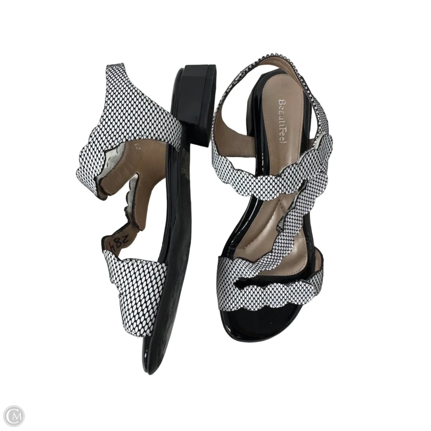 Sandals Heels Block By Cma In Black & White, Size: 6.5