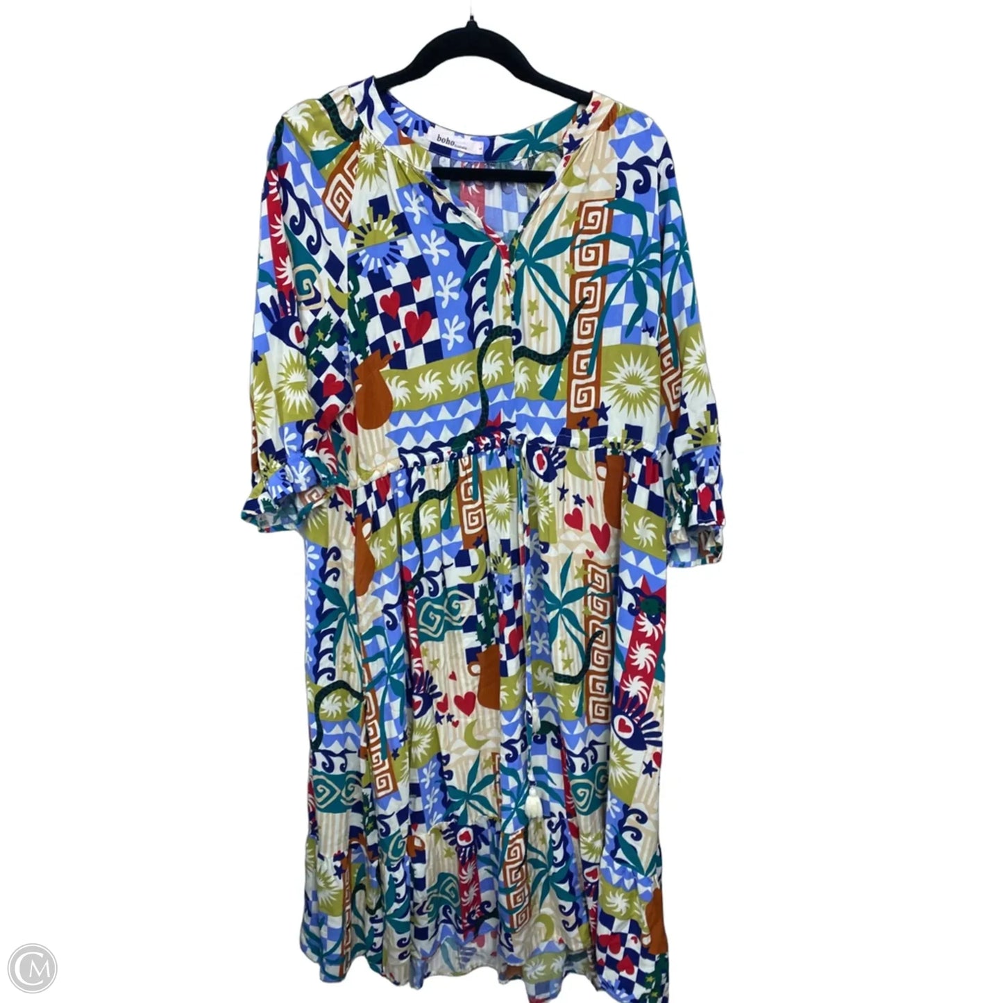 Dress Casual Maxi By Clothes Mentor In Blue & Green, Size: L