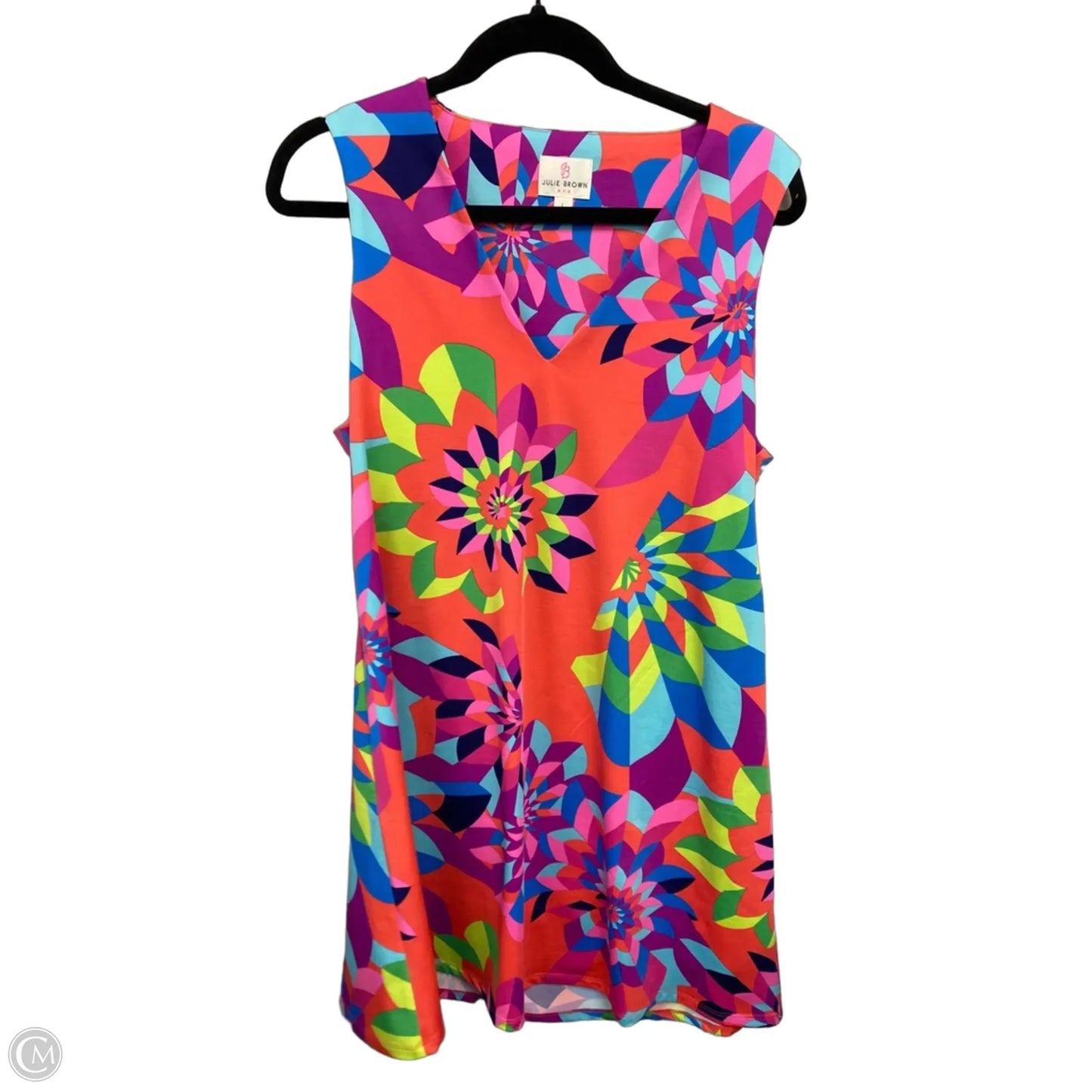 Dress Casual Short By Julie Brown In Orange & Purple, Size: L