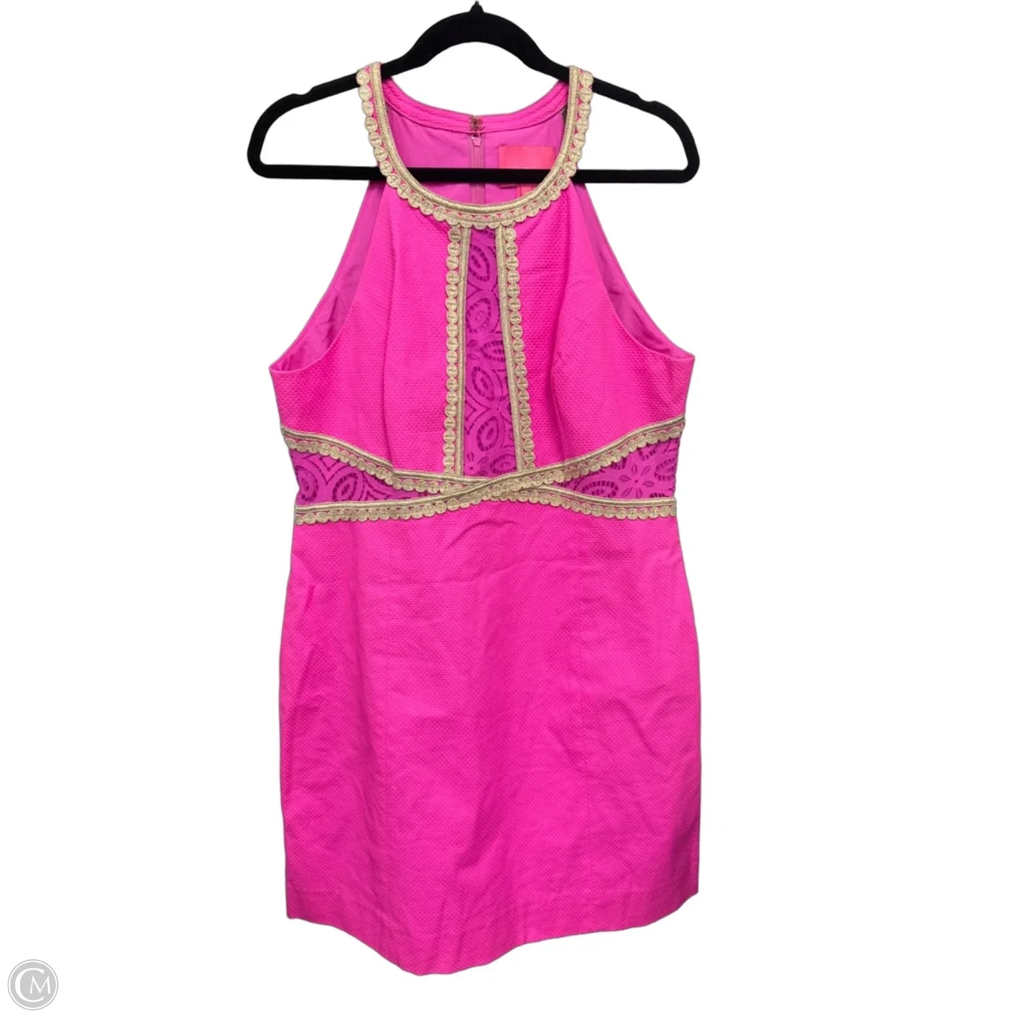 Dress Designer By Lilly Pulitzer In Gold & Pink, Size: 14