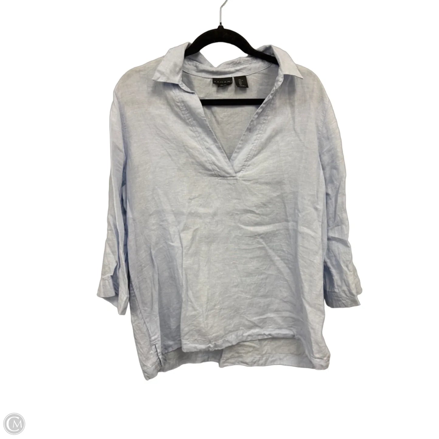 Blouse 3/4 Sleeve By Tahari In Blue, Size: L