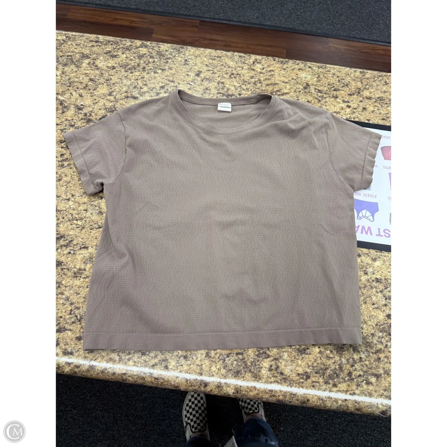 Athletic Top Short Sleeve By Athleta In Taupe, Size: M