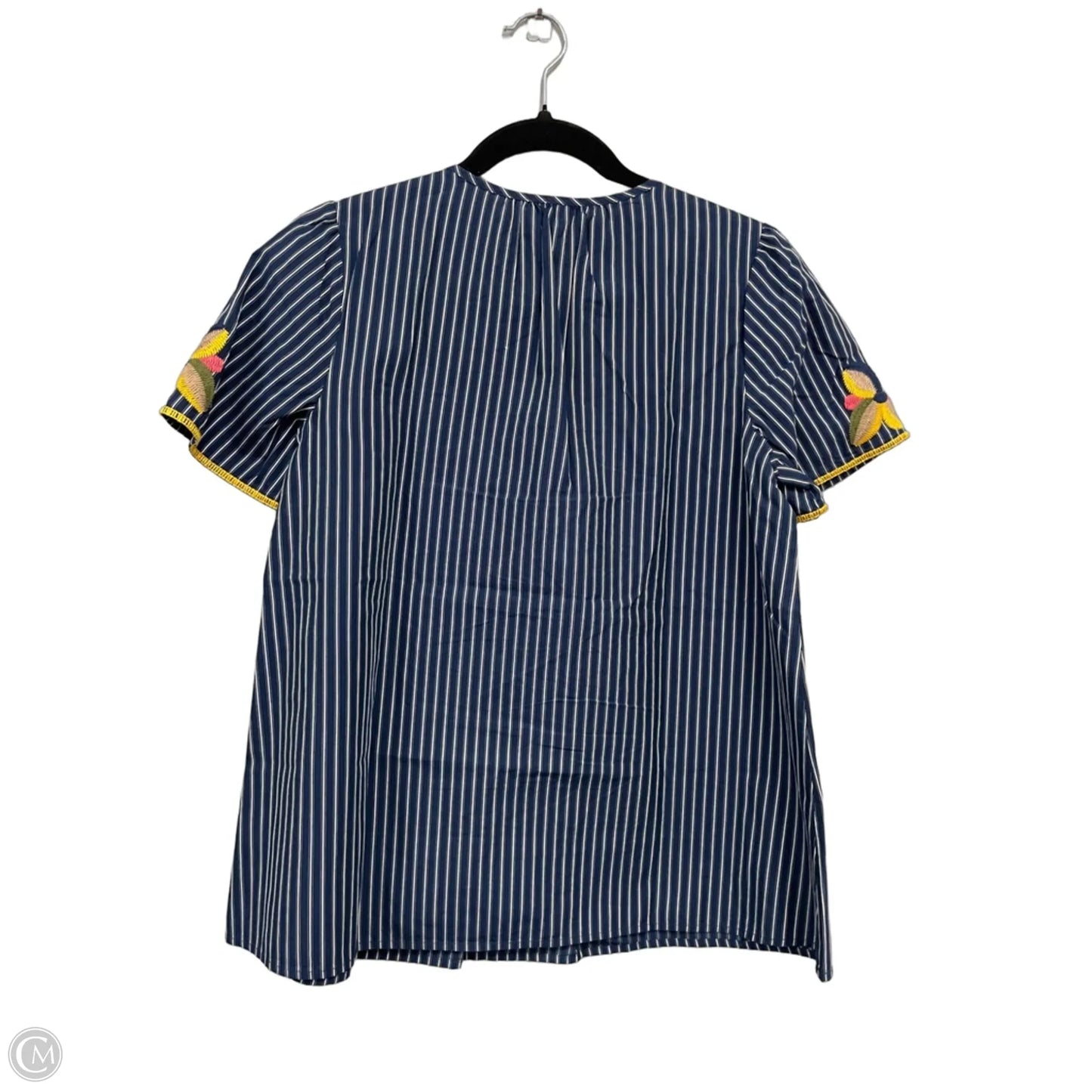 Blouse Short Sleeve By Madewell In Blue & Yellow, Size: S