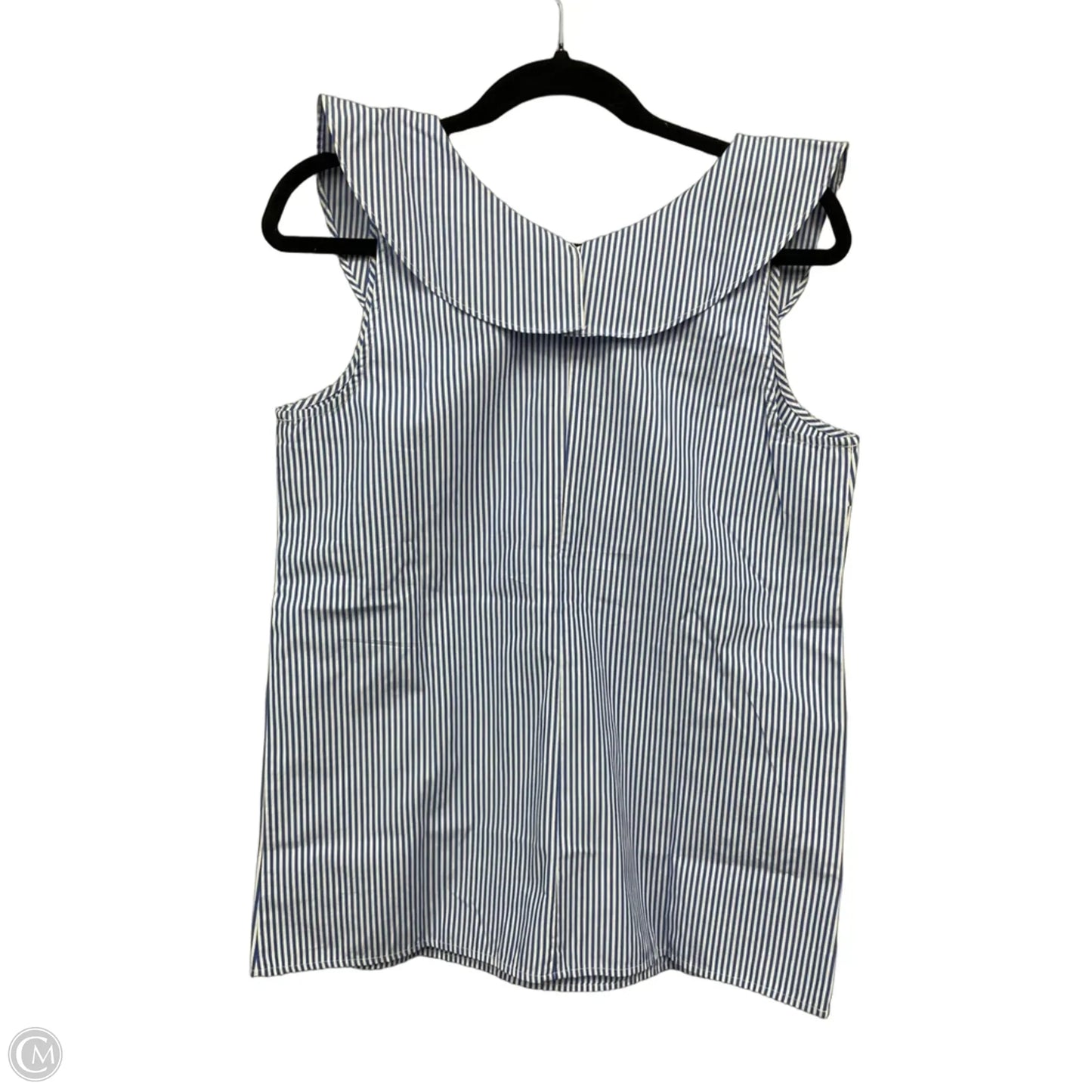 Blouse Sleeveless By J. Crew In Blue & White, Size: 4
