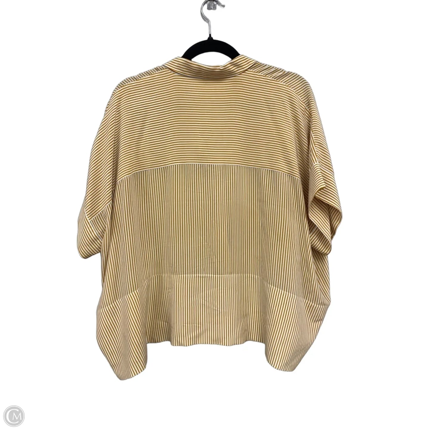 Blouse Short Sleeve By Everlane In Gold & White, Size: 14