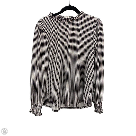 Blouse Long Sleeve By Adrianna Papell In Black & Tan, Size: Xl