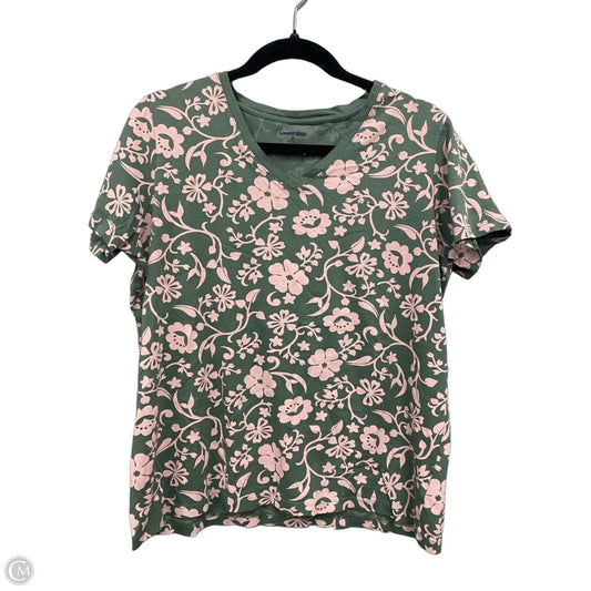 Top Short Sleeve Basic By Lands End In Green & Pink, Size: M