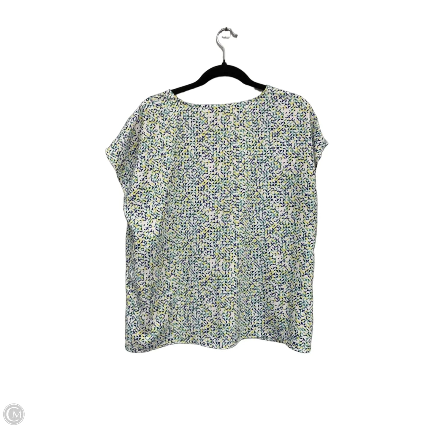 Blouse Short Sleeve By Hilary Radley In Green & Yellow, Size: L