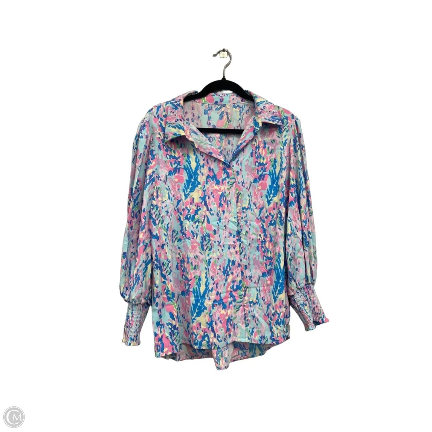 Blouse Long Sleeve By Clothes Mentor In Blue & Pink, Size: L