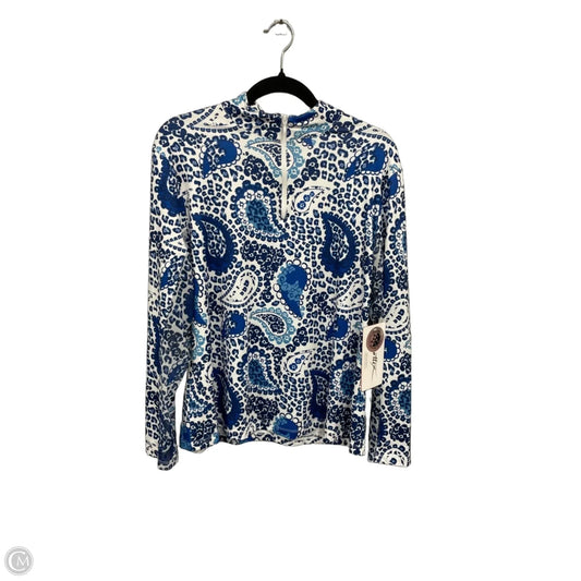 Athletic Jacket By Gottex In Blue & White, Size: Xl