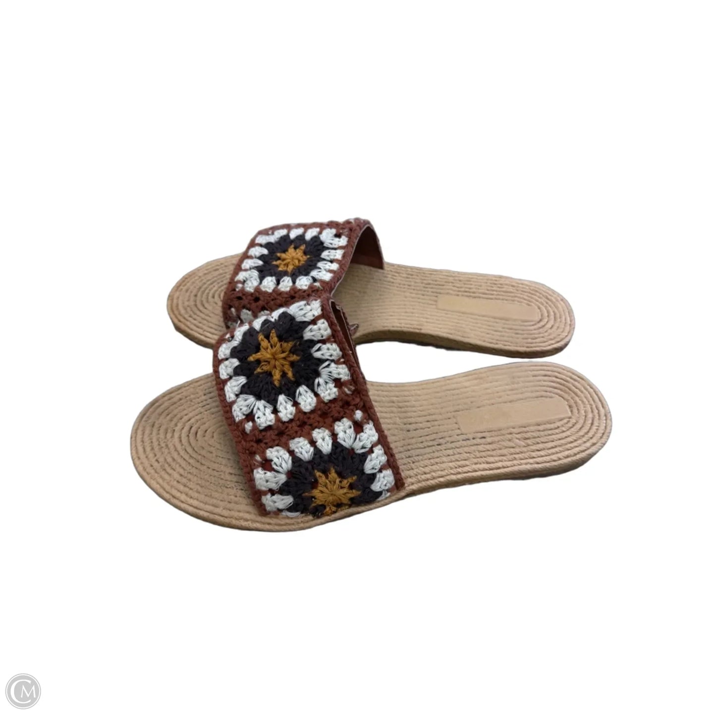 Sandals Flats By Clothes Mentor In Brown & Cream, Size: 9