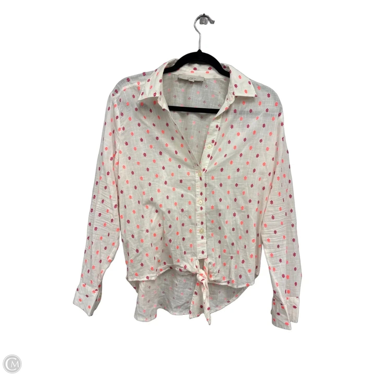 Top Long Sleeve By Loft In Cream & Pink, Size: S