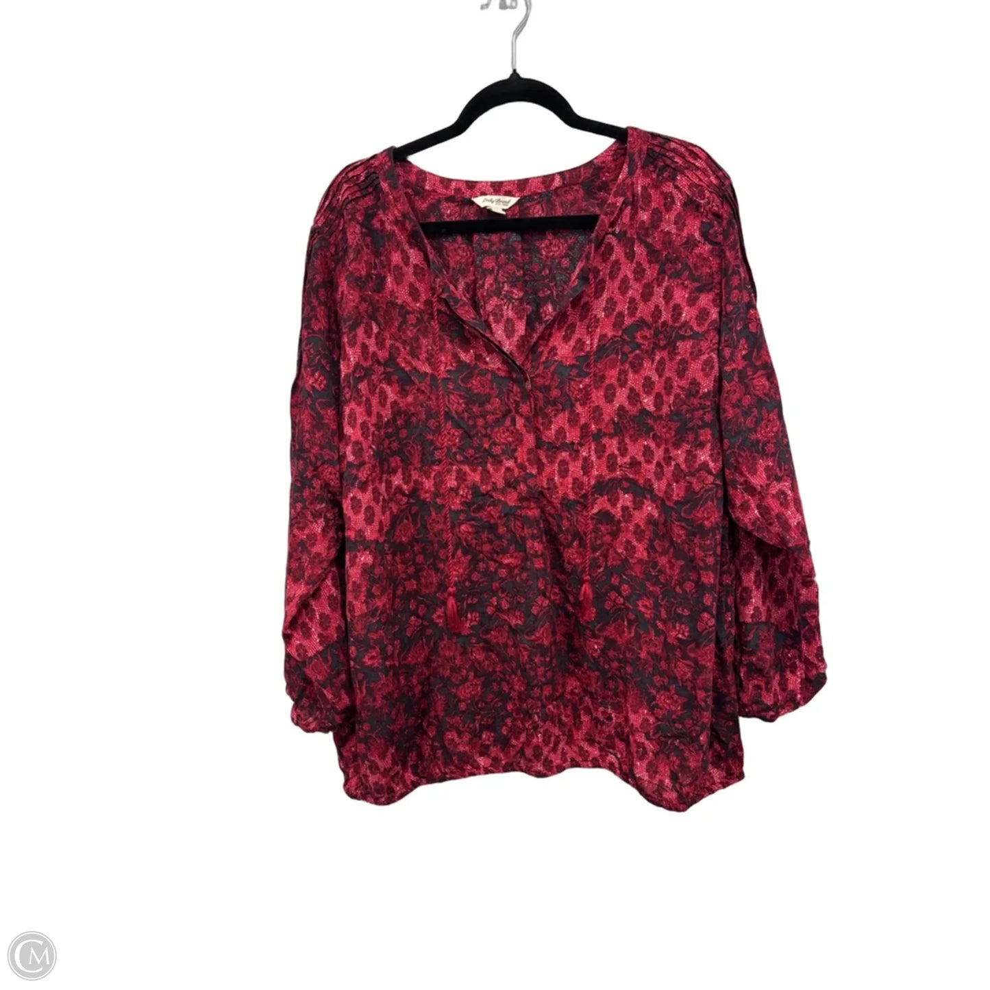 Blouse Long Sleeve By Lucky Brand In Black & Red, Size: 3x