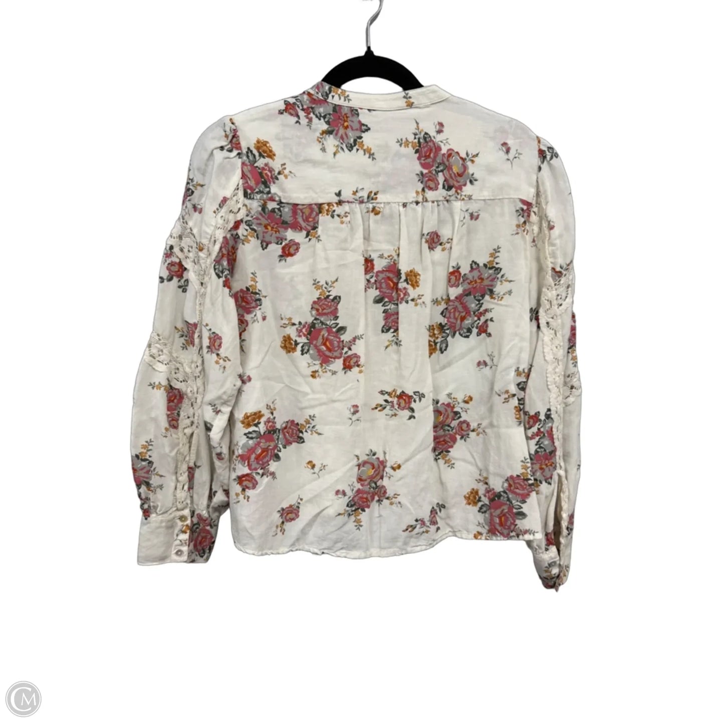 Blouse Long Sleeve By Zara In Cream & Pink, Size: S