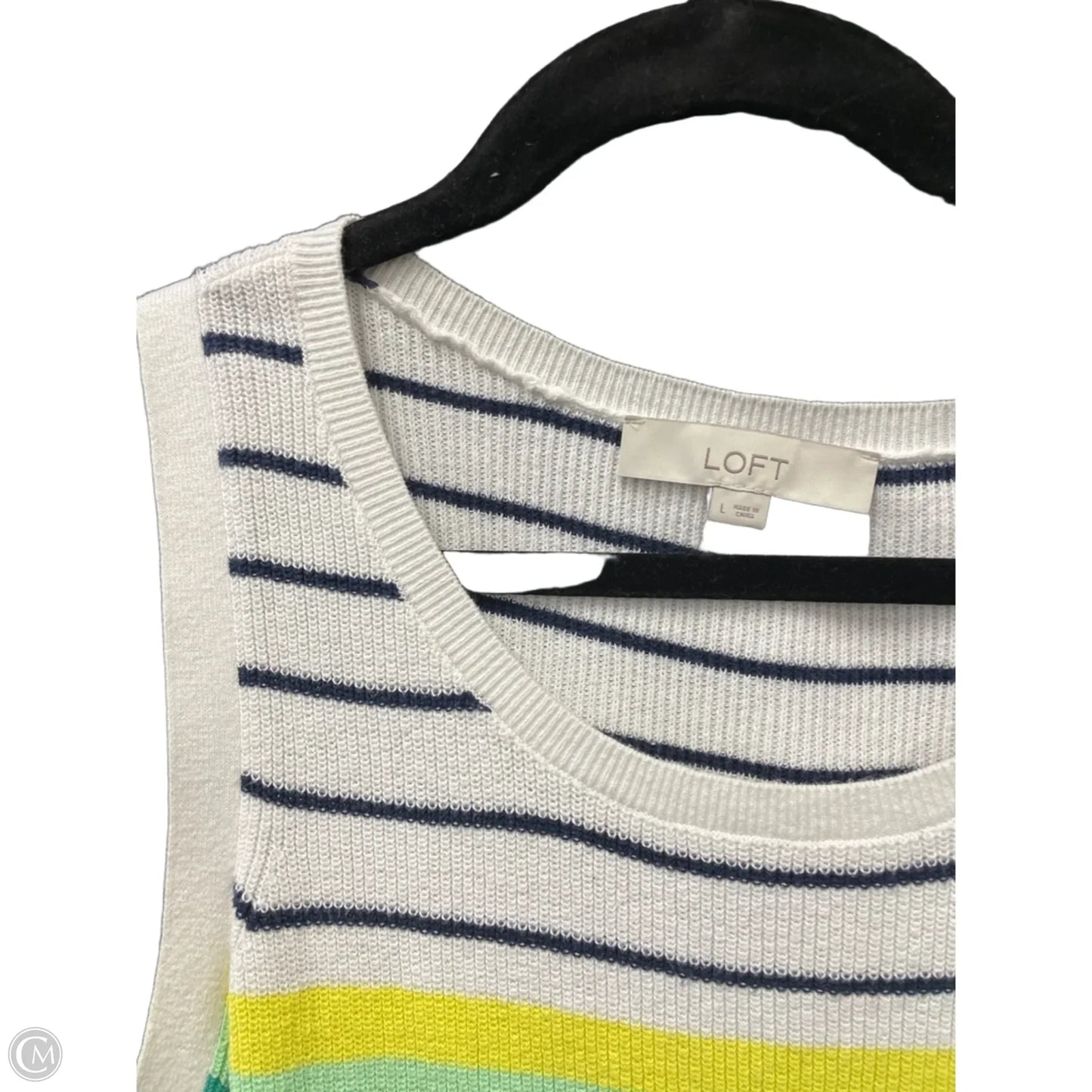 Top Sleeveless By Loft In Green & Pink, Size: L