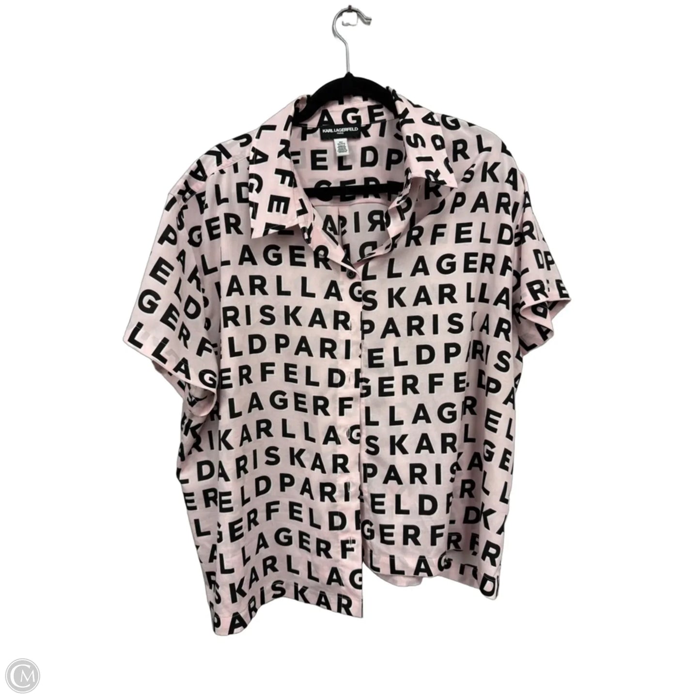 Blouse Designer By Karl Lagerfeld In Black & Pink, Size: 1x