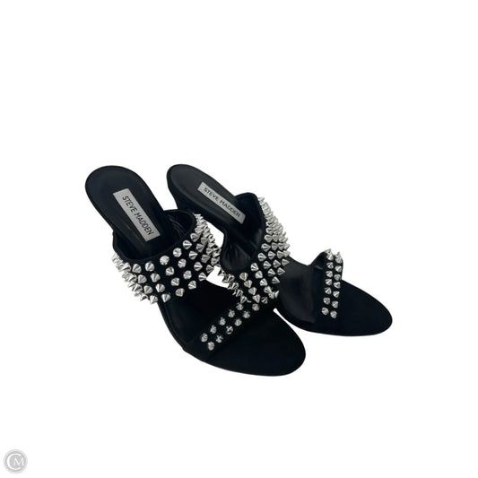 Shoes Heels Stiletto By Steve Madden In Black & Silver, Size: 9.5