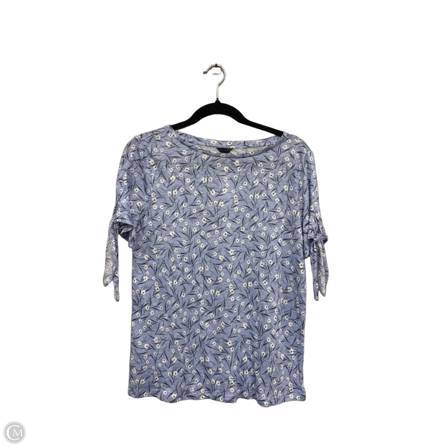 Top Short Sleeve By Ann Taylor In Blue & White, Size: M