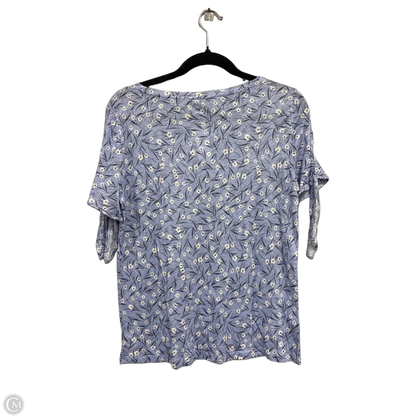 Top Short Sleeve By Ann Taylor In Blue & White, Size: M
