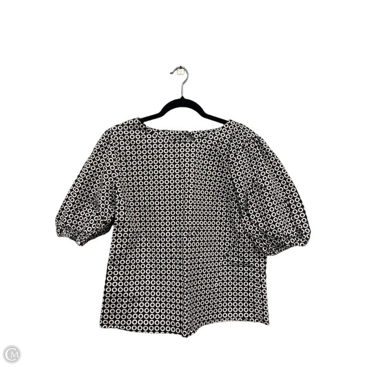 Blouse Short Sleeve By Ann Taylor In Black & White, Size: M