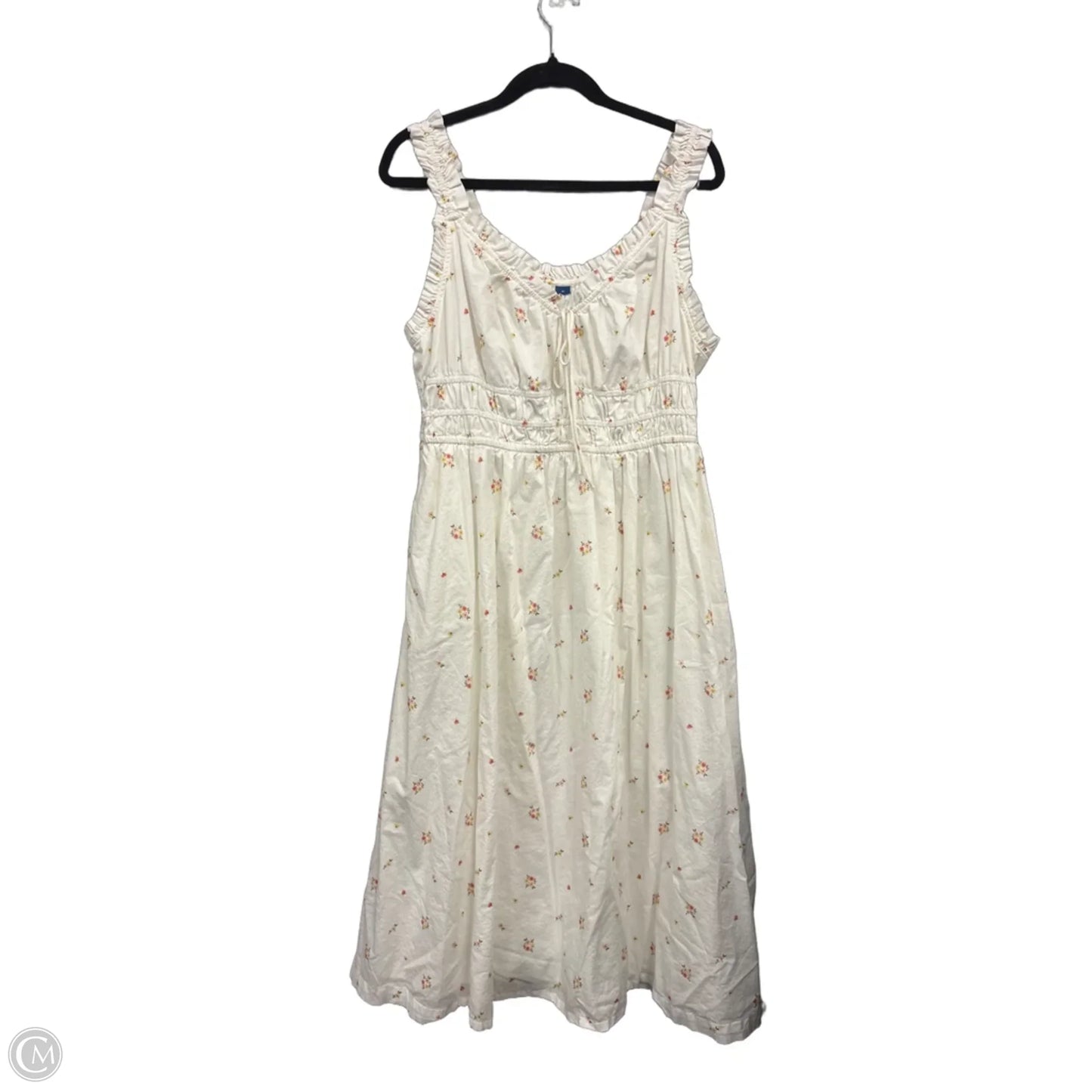 Dress Casual Maxi By Old Navy In White & Yellow, Size: Xl
