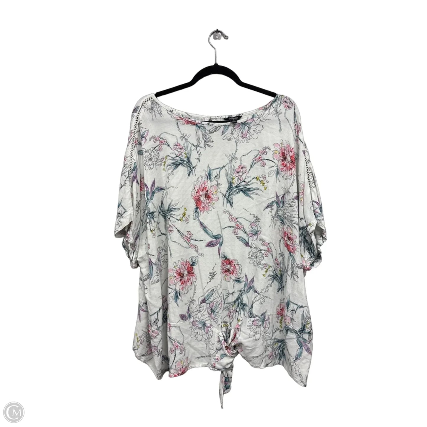 Blouse Short Sleeve By Buffalo David Bitton In Blue & White, Size: 2x