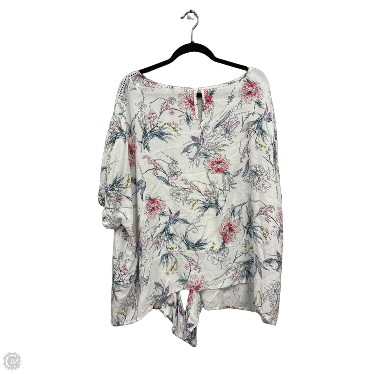 Blouse Short Sleeve By Buffalo David Bitton In Blue & White, Size: 2x