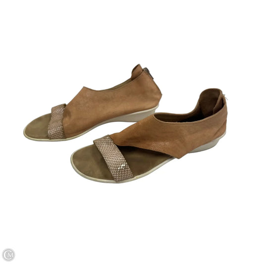 Sandals Heels Wedge By Cmb In Brown & Cream, Size: 9