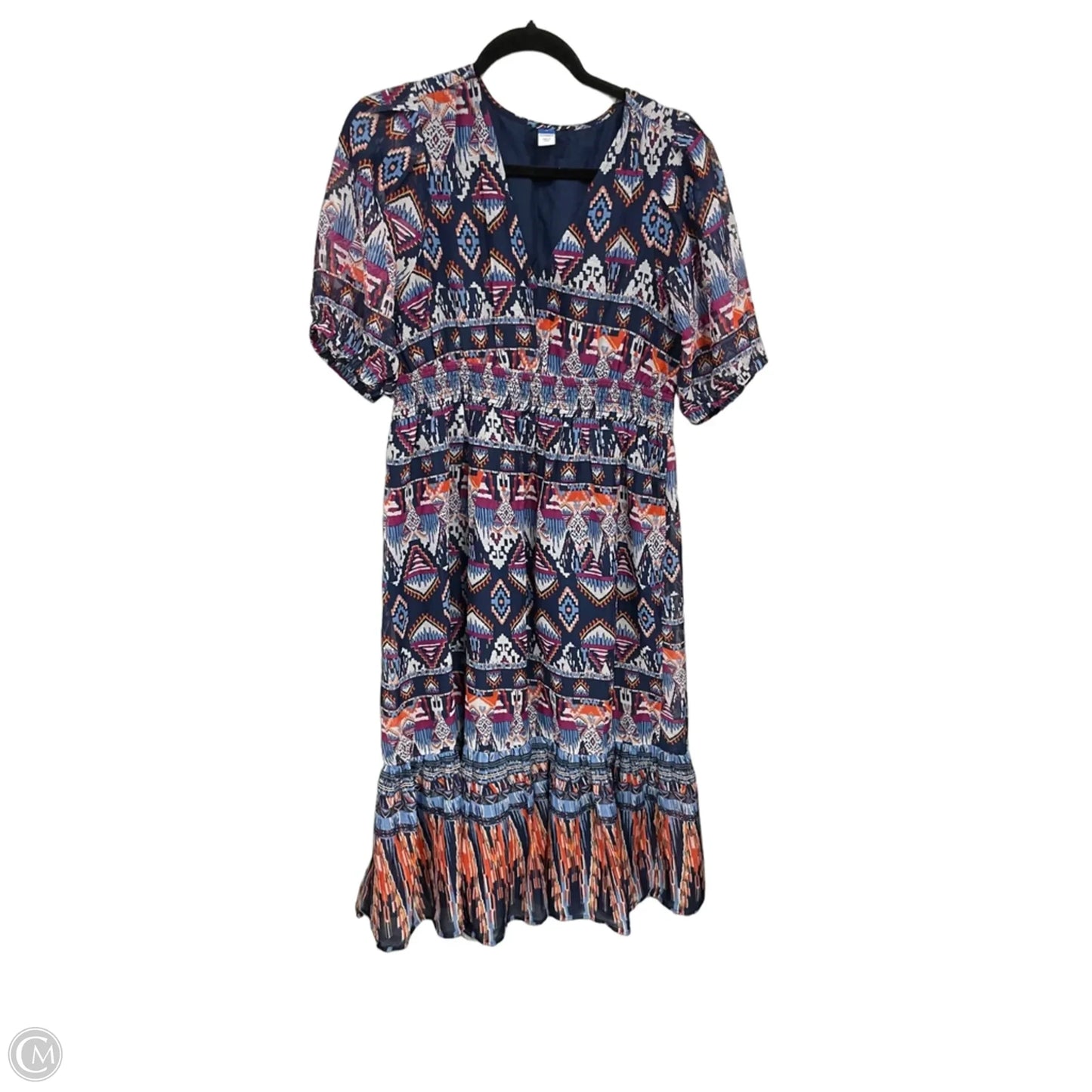 Dress Casual Midi By Old Navy In Blue & Orange, Size: M