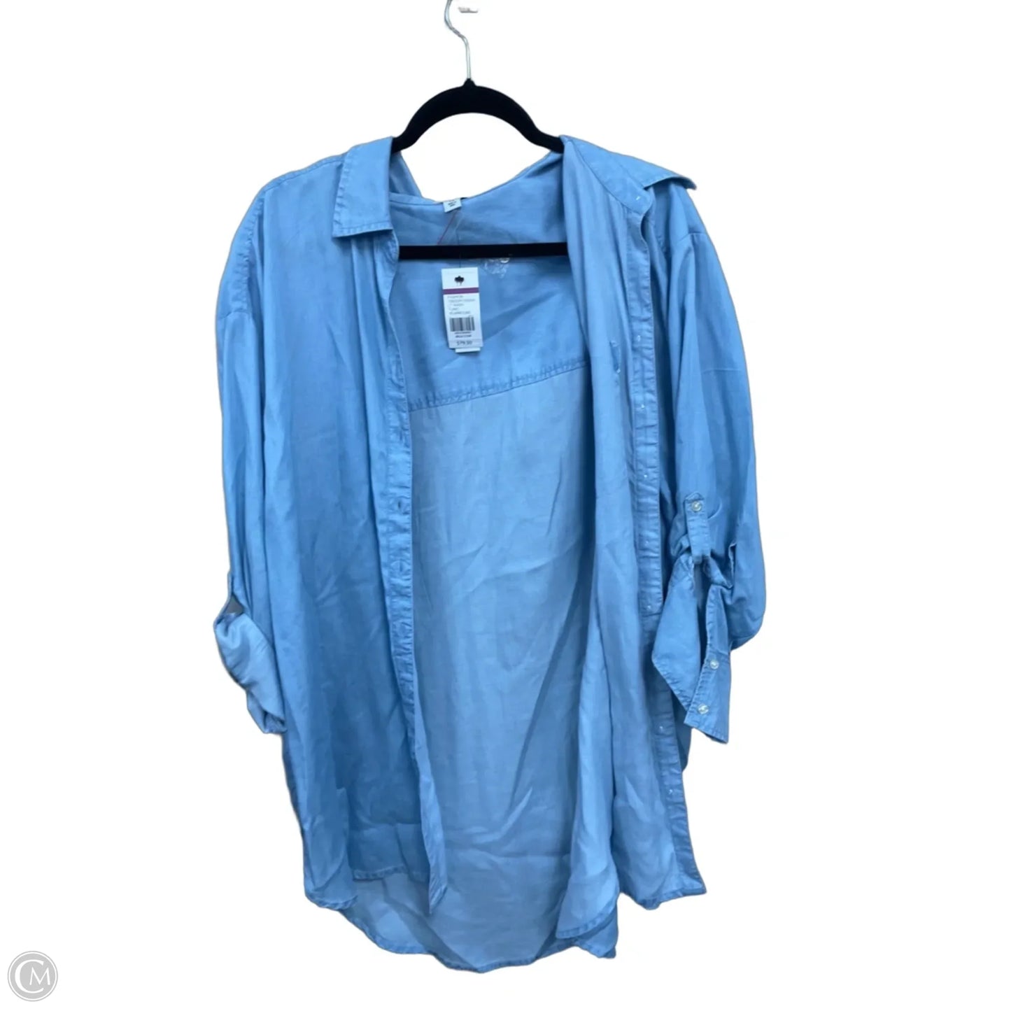 Tunic Long Sleeve By Crown And Ivy In Blue Denim, Size: 1x
