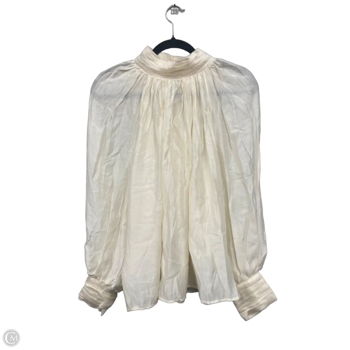 Blouse Long Sleeve By H&m In Cream, Size: L