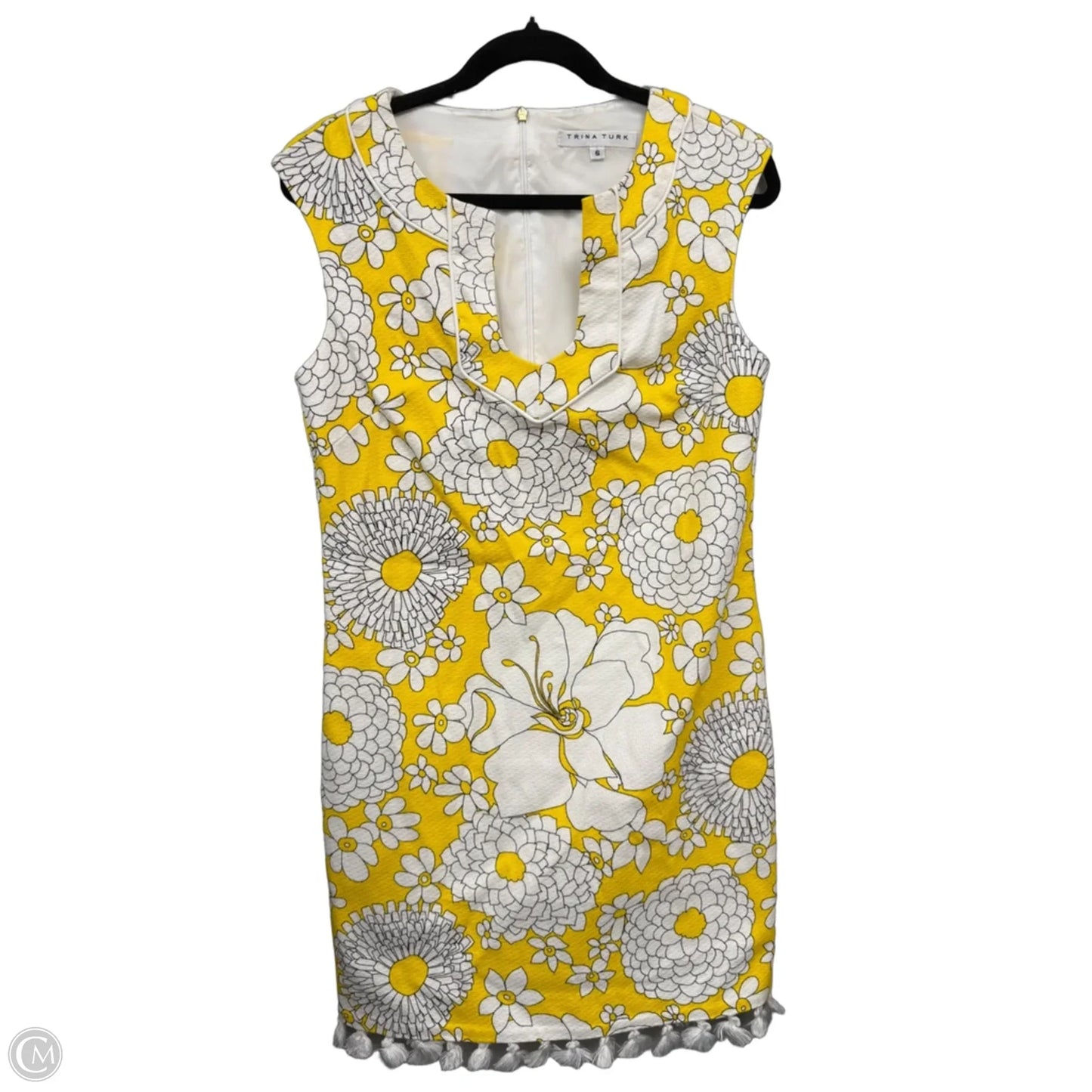 Dress Casual Short By Trina Turk In White & Yellow, Size: 6