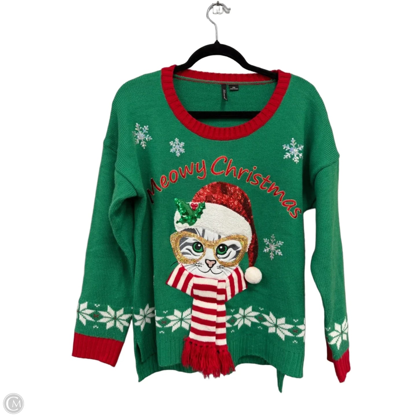 Sweater By New Directions In Green & Red, Size: Xlp