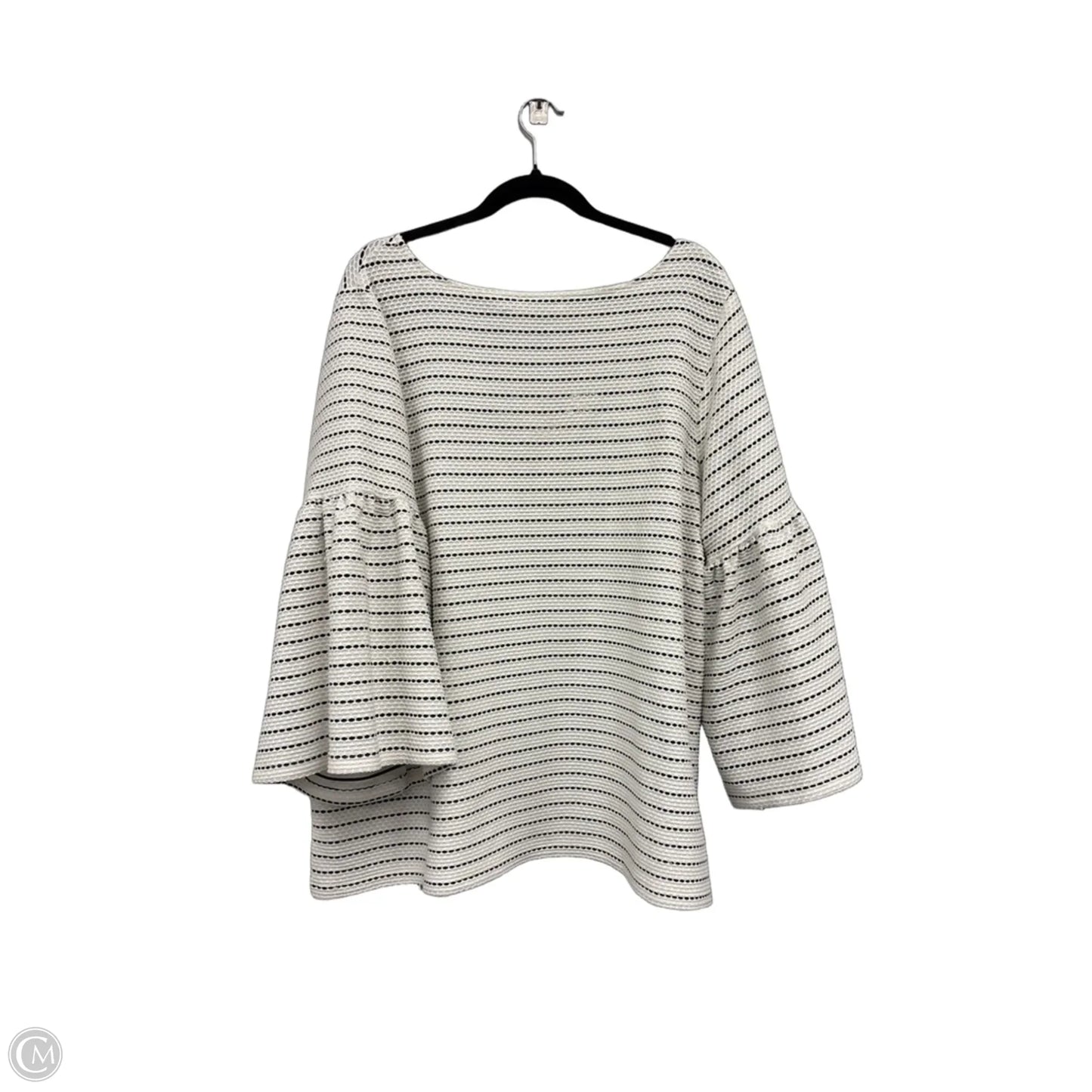 Blouse 3/4 Sleeve By Calvin Klein In Black & White, Size: 1x