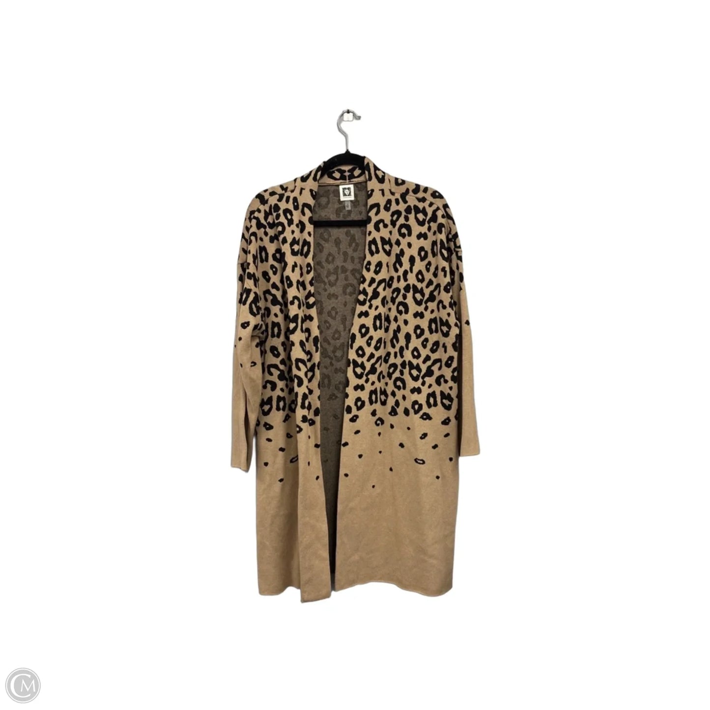 Sweater Cardigan By Anne Klein In Black & Tan, Size: 1x