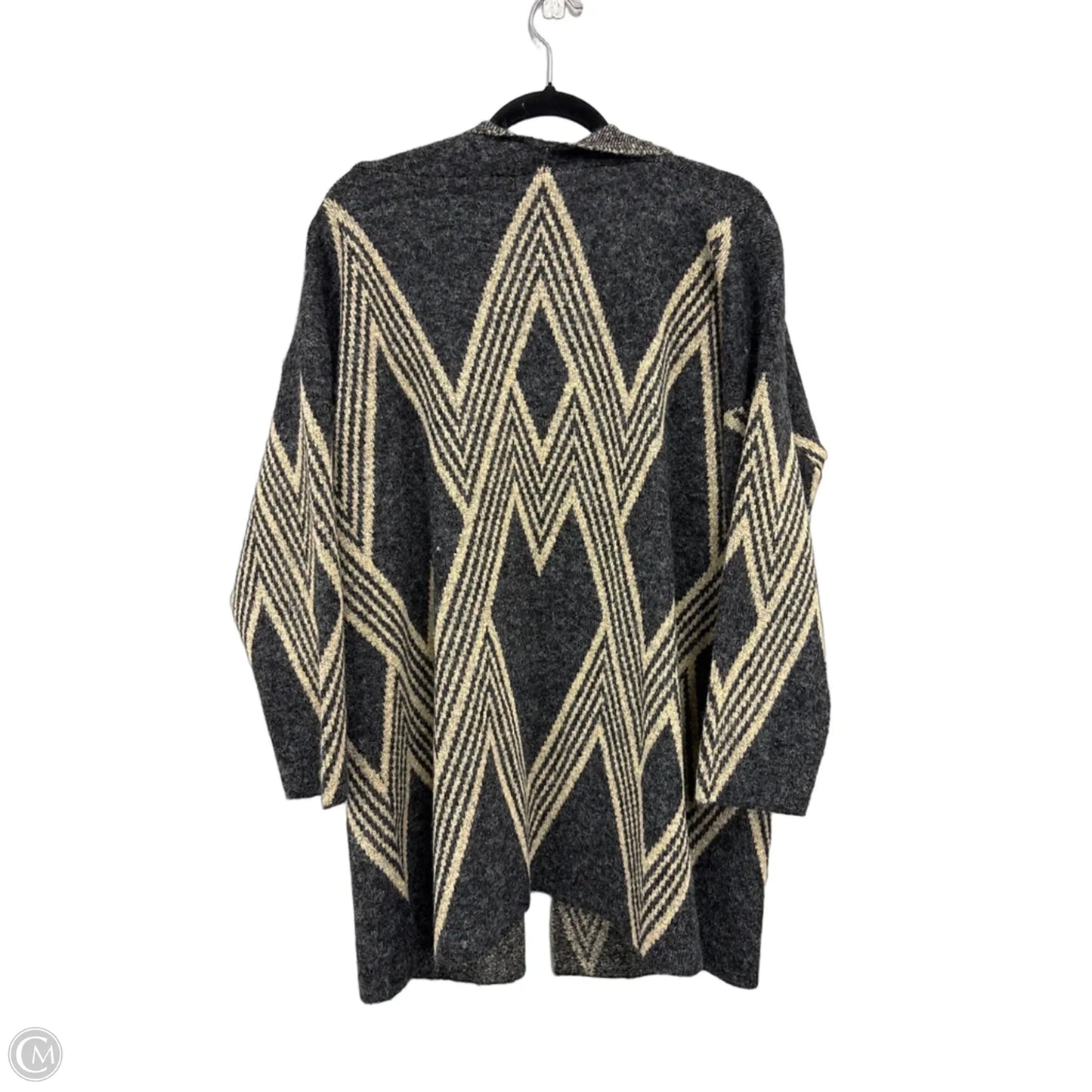 Sweater Cardigan By Joan Vass In Black & Tan, Size: 1x