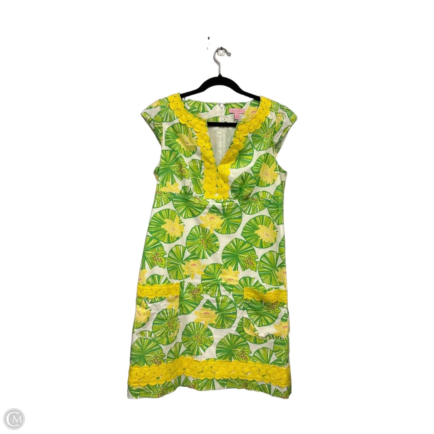 Dress Designer By Lilly Pulitzer In Green & Yellow, Size: 8