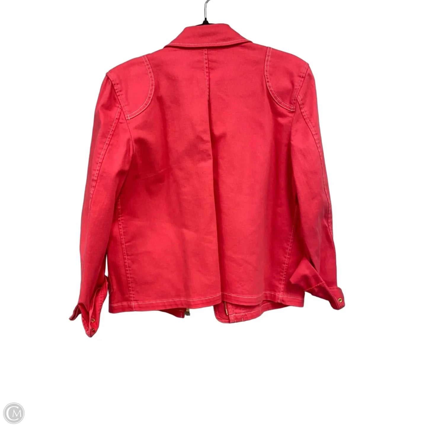 Jacket Denim By Lauren By Ralph Lauren In Pink & White, Size: L
