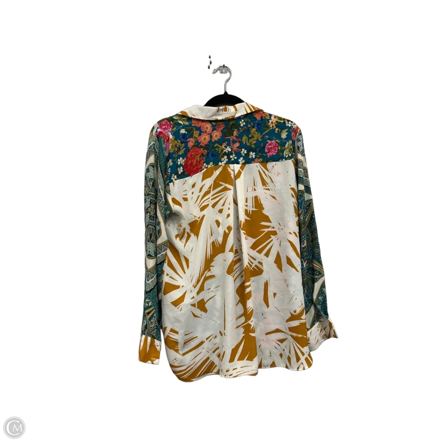 Blouse Long Sleeve By Rose And Olive In Cream & Green, Size: L
