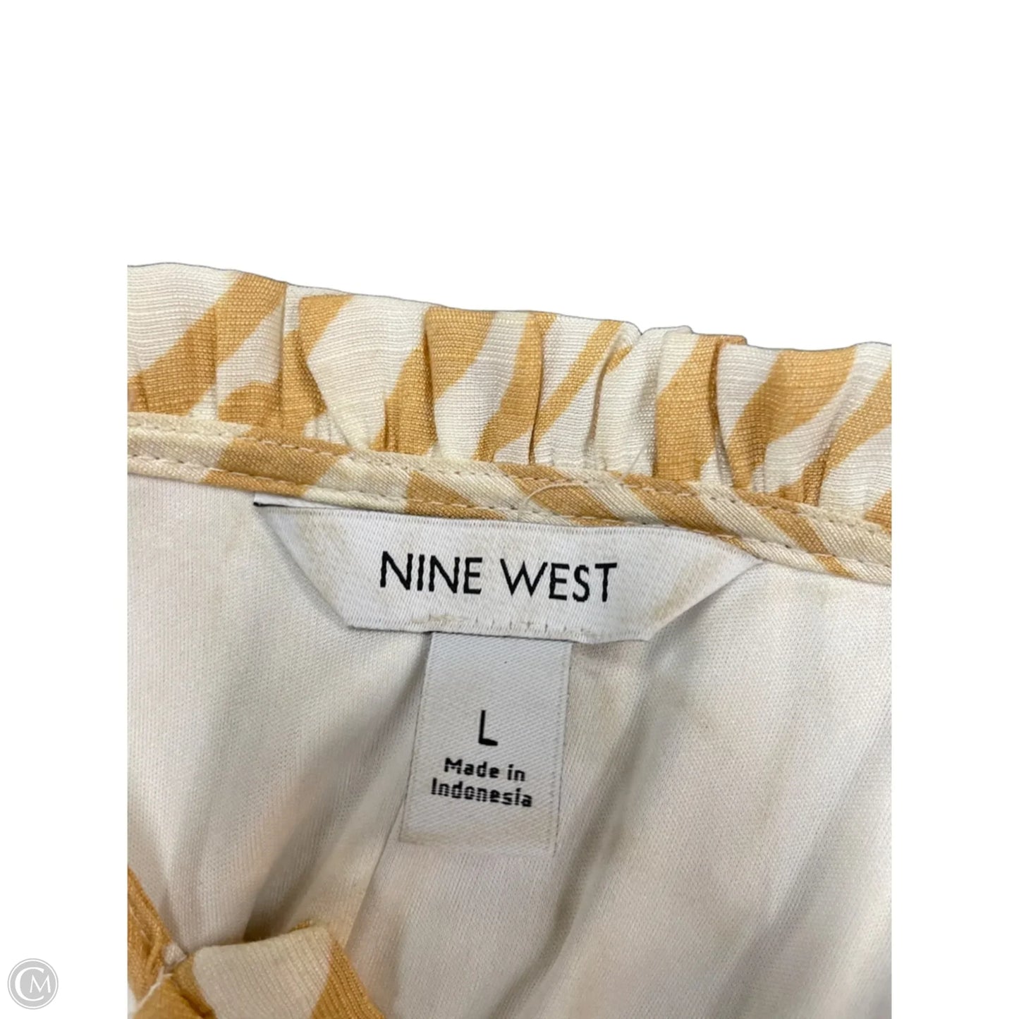 Dress Casual Maxi By Nine West Apparel In Tan & White, Size: L