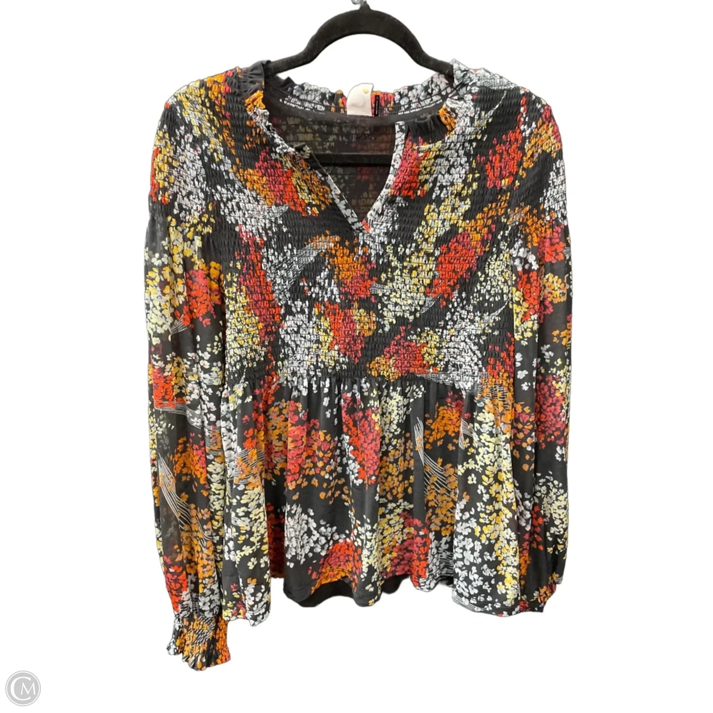 Blouse Long Sleeve By Akemi And Kin In Black & Orange, Size: M