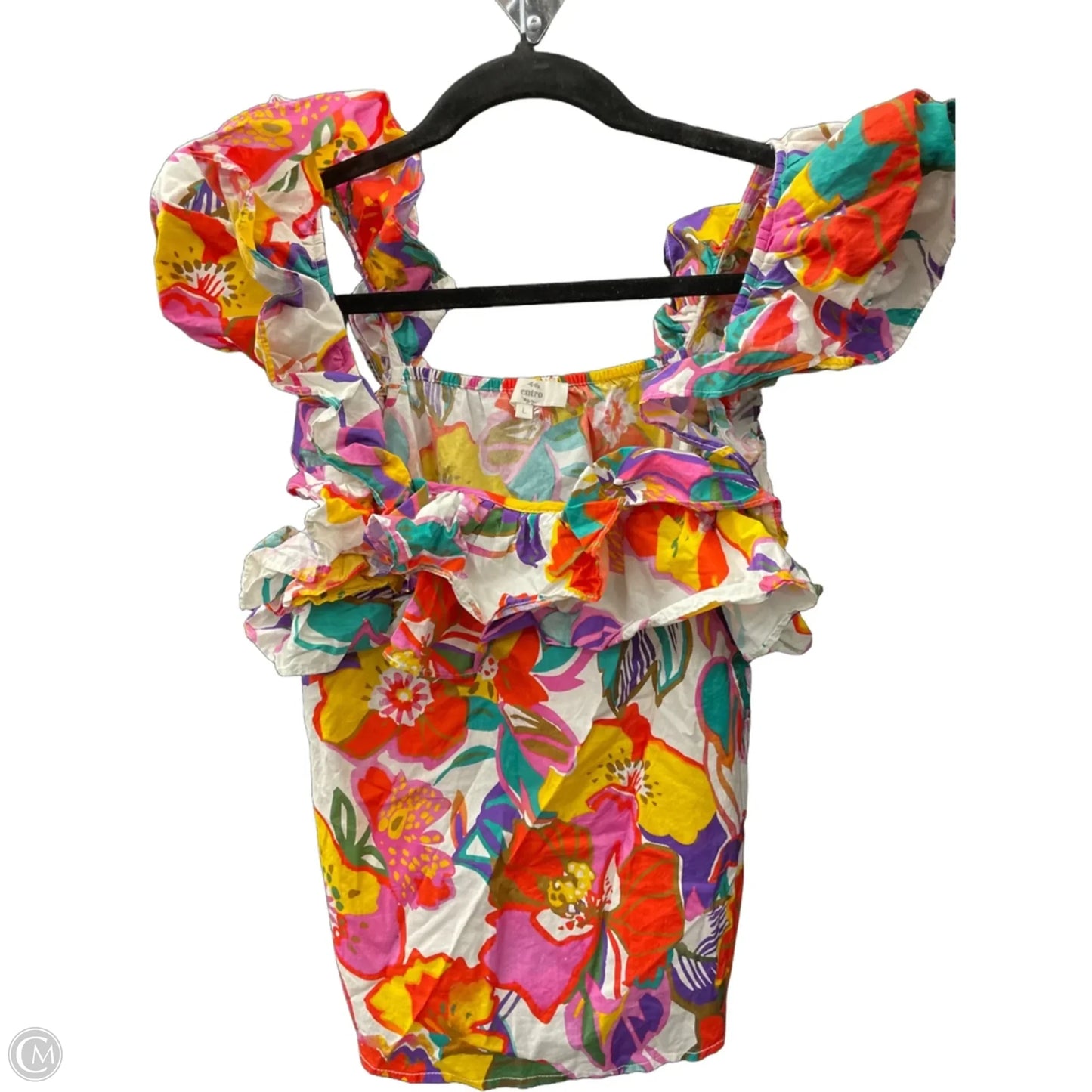 Blouse Short Sleeve By Entro In Orange & Purple, Size: L