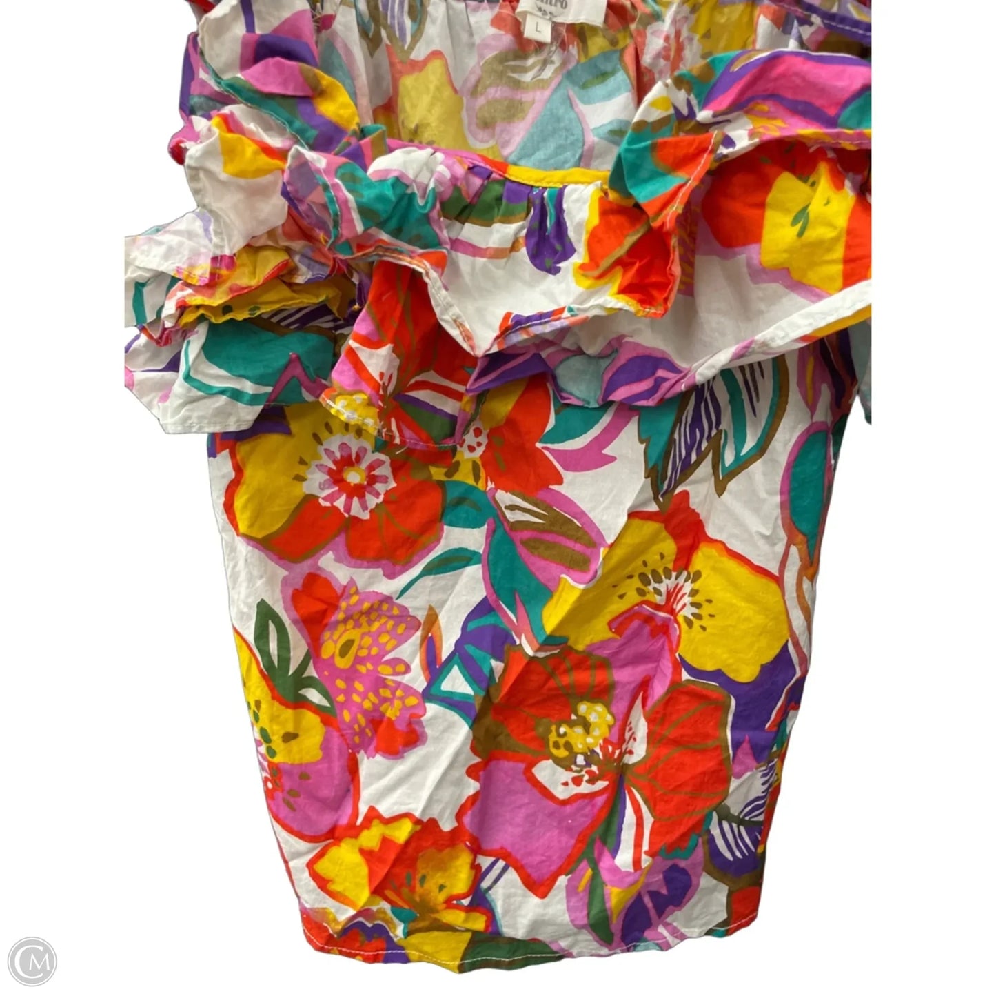 Blouse Short Sleeve By Entro In Orange & Purple, Size: L