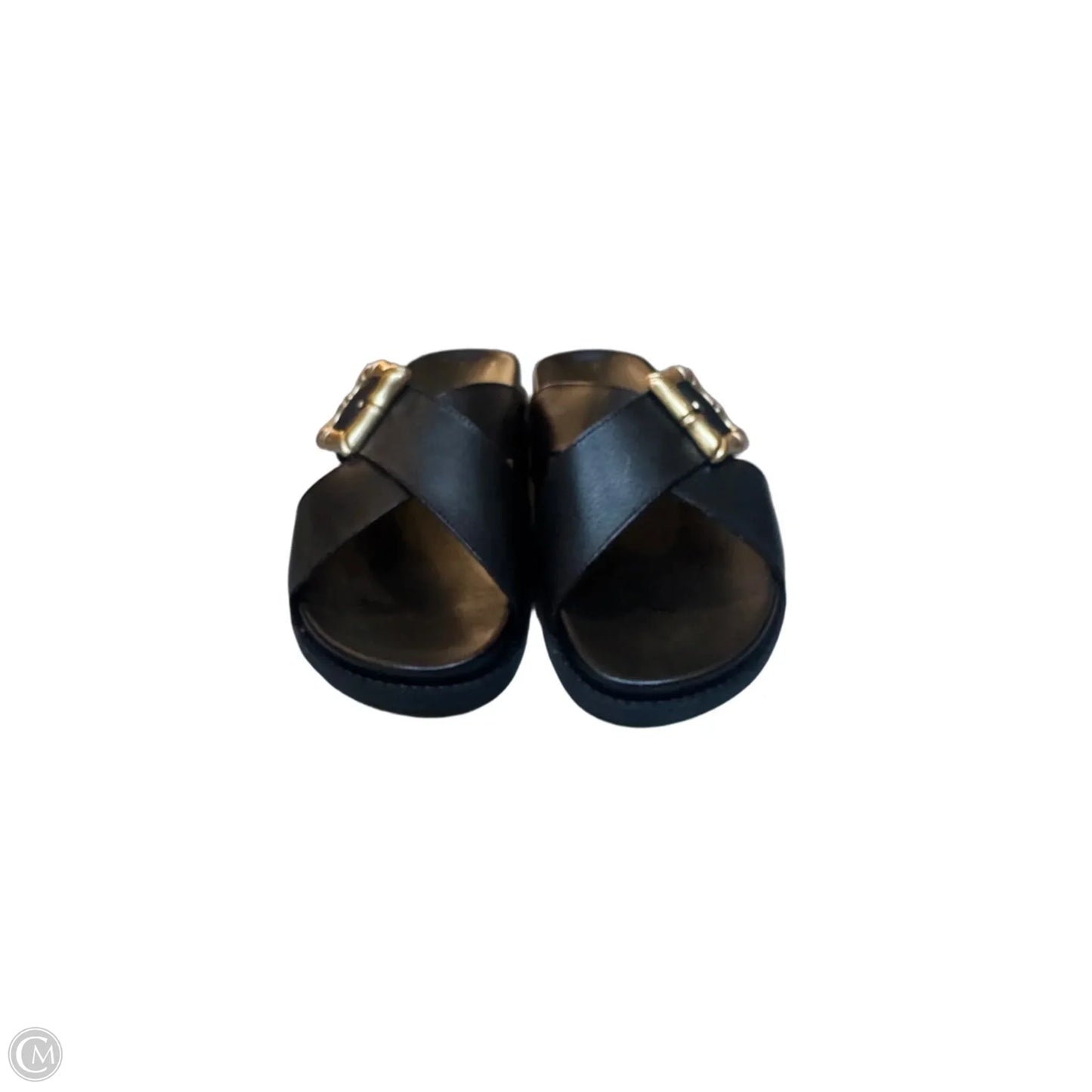 Sandals Flats By Schutz In Black & Gold, Size: 10