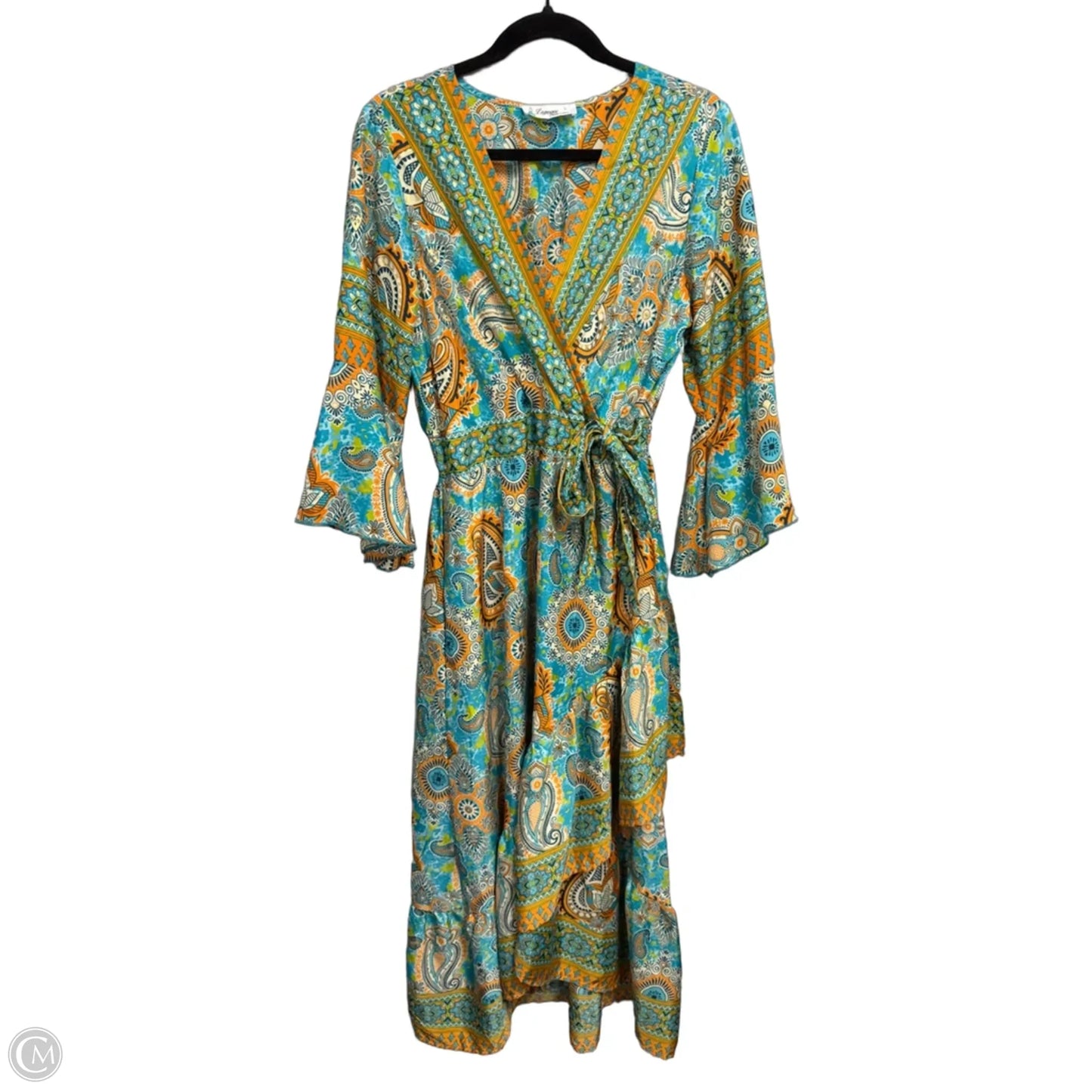 Dress Casual Maxi By Clothes Mentor In Blue & Orange, Size: L