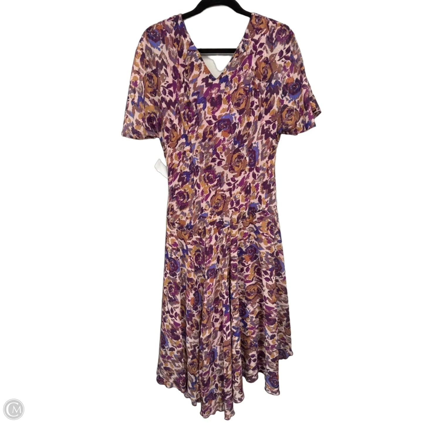 Dress Casual Midi By Chris Mclaughlin In Purple & Tan, Size: 12
