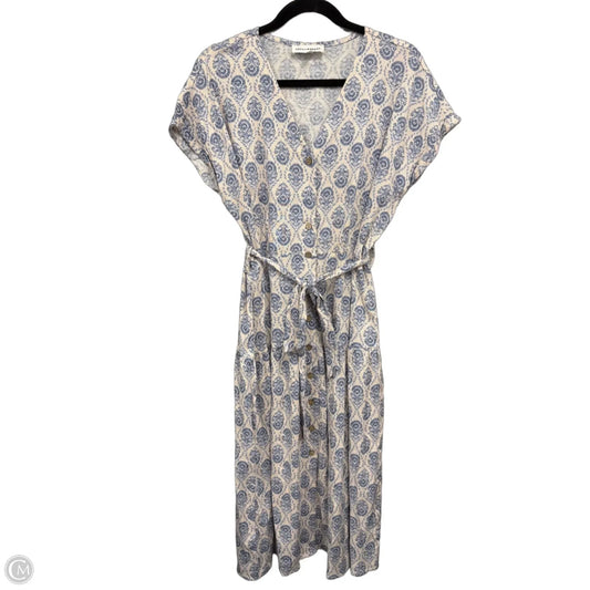 Dress Casual Midi By Lucky Brand In Blue & Cream, Size: L