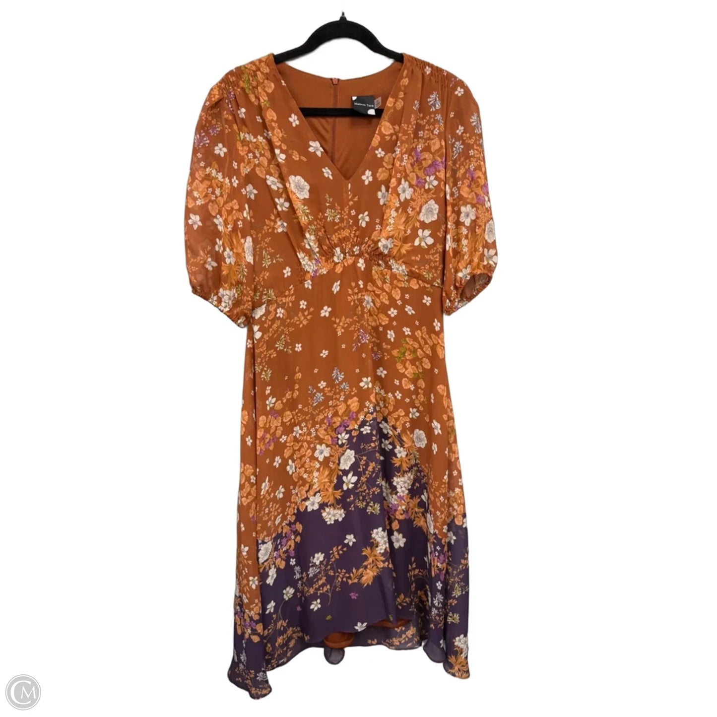 Dress Casual Midi By Clothes Mentor In Brown & Cream, Size: 12